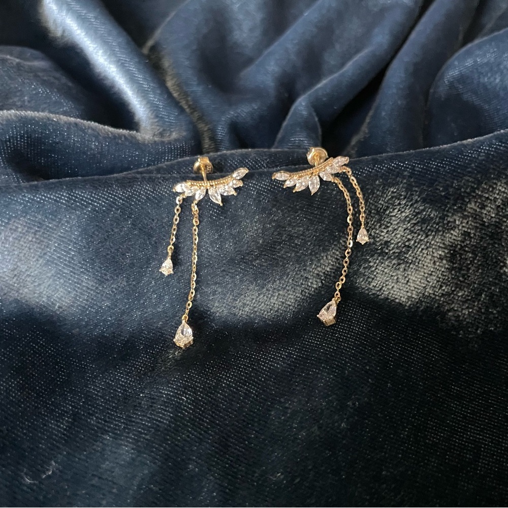 9K Solid Gold Angel Wing Earrings